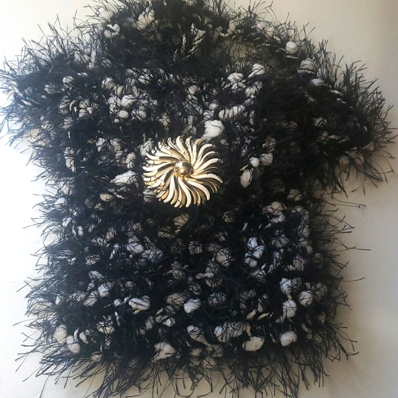 handmade Handbags - Handmade fuzzy knotty black and white purse crossbody